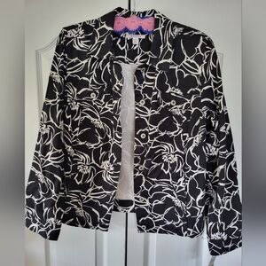 Floral Black and White Women's Jacket, NWT